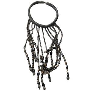 Braided Choker Style Waterfall Beaded Necklace